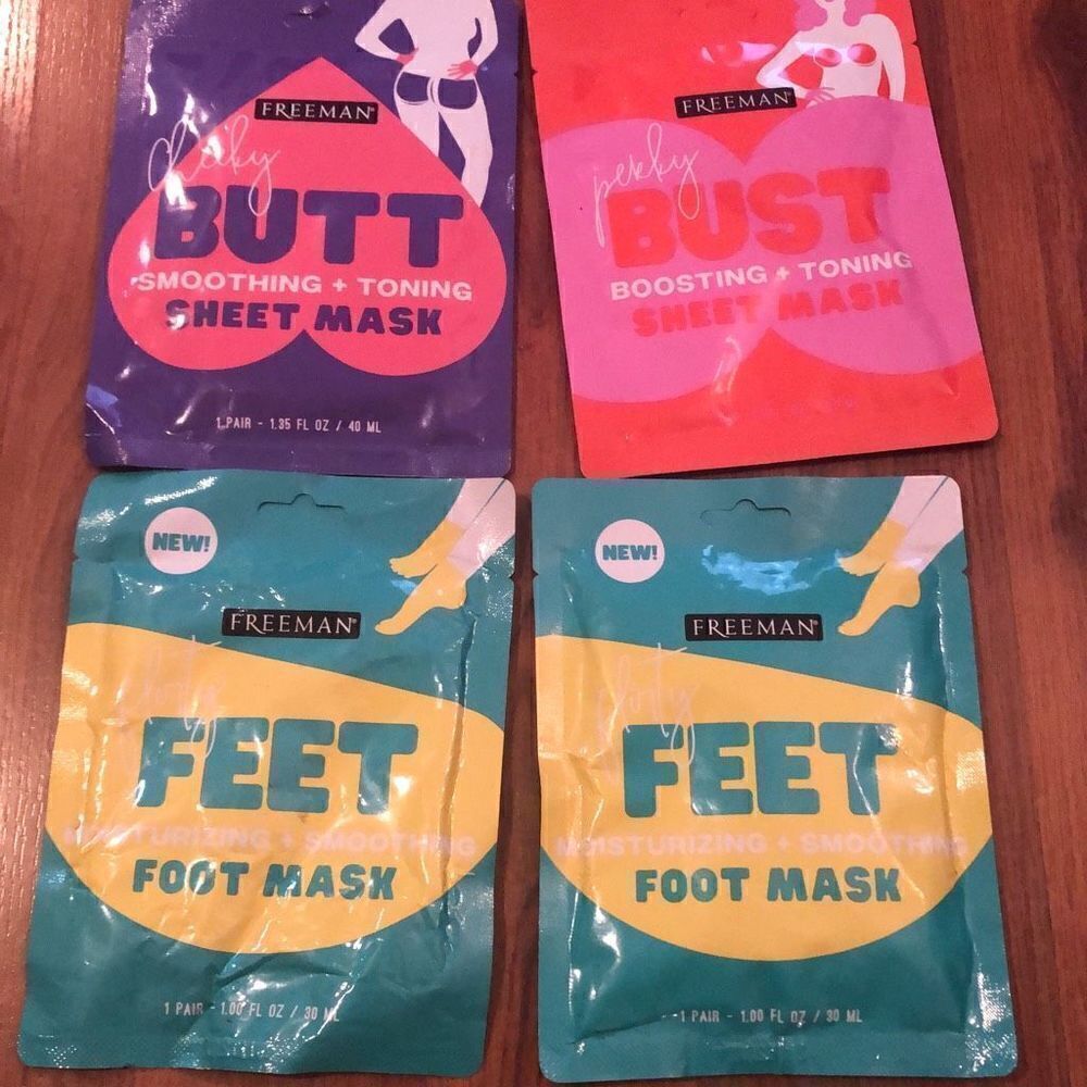 NEW Freeman 4 piece sheet masks, cheeky butt perky bust feet foot masks